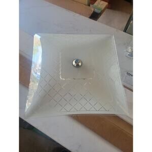 Vtg MCM Square Glass Diamond pattern Ceiling Light Cover Shade Fixture 12”x12